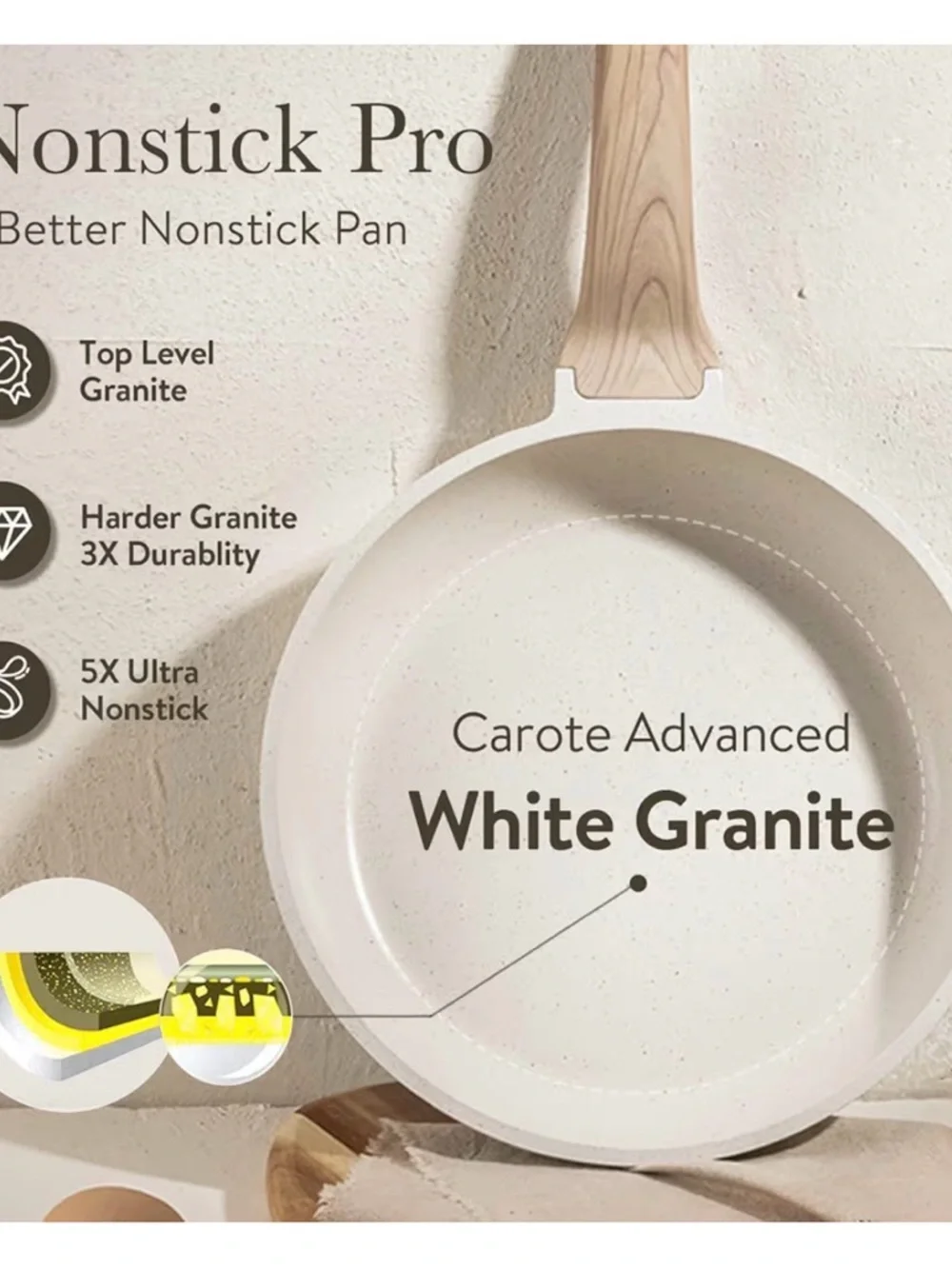 CAROTE Frying Pan Skillet 10 Inch Granite